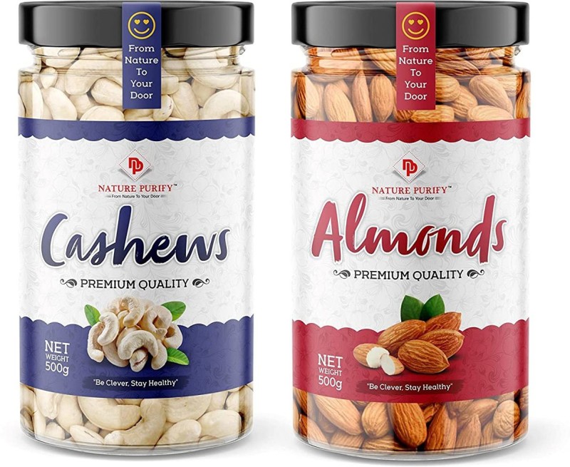Nature Purify Dry Fruit Combo Almond + Cashew 1Kg (Pack Of 2) Almonds, Cashews(2 X 0.5 Kg)