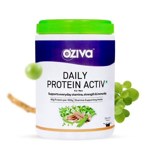 Oziva Daily Protein Activ For Men | Protein Powder For Men For Better Stamina, Muscular Health & Energy Levels | Big Muscle Protein With 40G Protein Per 100G And Probiotic Bacteria), 300G