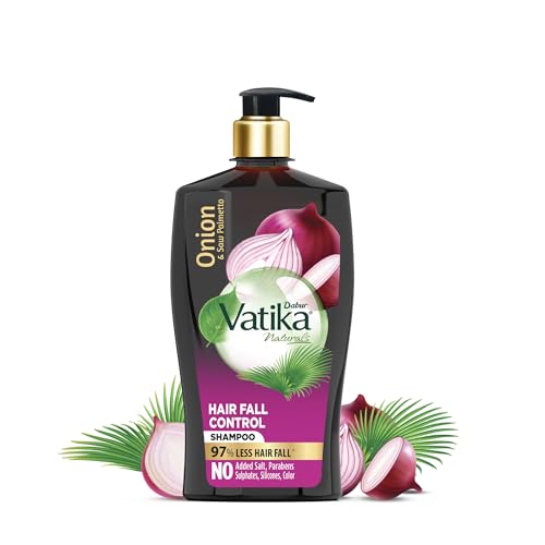 Dabur Vatika Onion Hair Fall Control Shampoo – 1L | Up To 97% Hair Fall Reduction I With Onion And Saw Palmetto I No Nasties Shampoo | Fortified With Vitamin E & Pro-Vitamin B5
