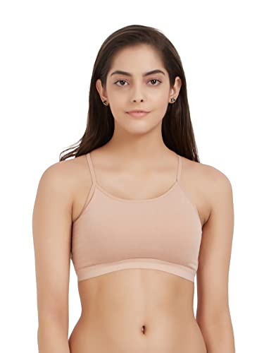Fruit Of The Loom Super Soft Cotton Crop Top Bra For Women | Double Layered Cup | Breathable Fabric | Excellent Support & Fit | Rugby Tan Pack Of 1