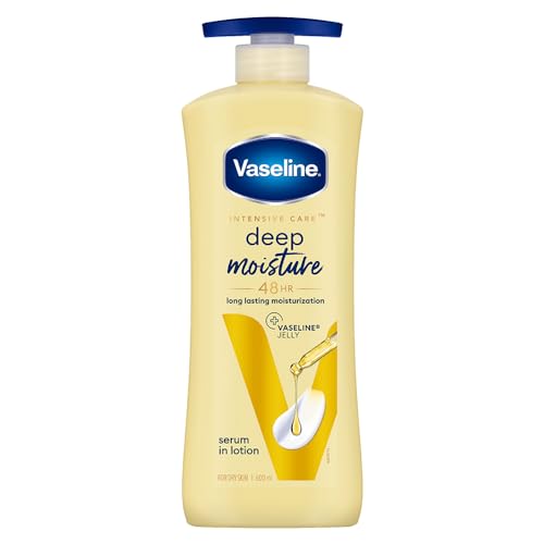 Vaseline Intensive Care, Deep Moisture Nourishing Body Lotion, 600Ml, For Radiant, Glowing Skin, With Glycerin, Non-Sticky, Fast Absorbing, Daily Moisturizer For Dry, Rough Skin, For Men & Women