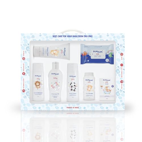Bumtum Baby Gift Box Pack Of 7 | Skin & Hair Care Products Gift Box | Newborn Baby Essentials | New Born Baby Gifts | Baby Shower Gift | Combo