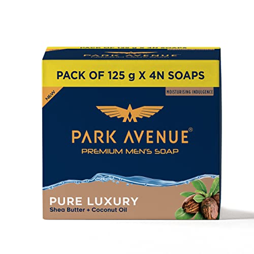 Park Avenue Premium Men’S Soaps For Bath – Pure Luxury | 125G (Pack Of 4) | Enriched With Shea Butter & Coconut Oil | Grade 1 Soap | For All Skin Types