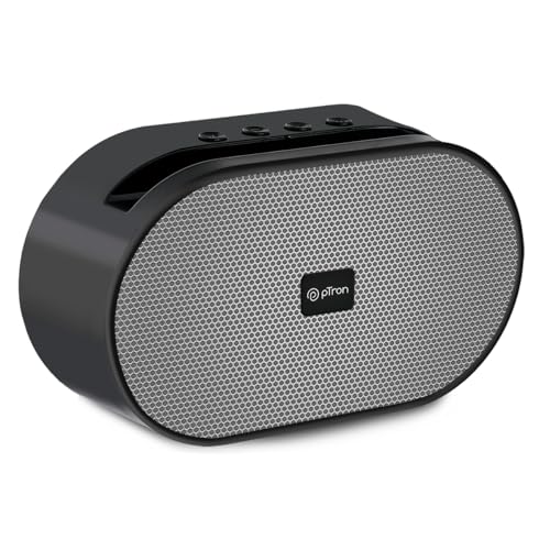 Ptron Newly Launched Fusion Hook 6W Mini Bluetooth Speaker, 6 Hrs Playtime, 52Mm Dynamic Driver, Bluetooth 5.0 Connectivity, Aux/Tf Card/Usb Playback, Tws Pairing & Integrated Controls (Grey/Black)