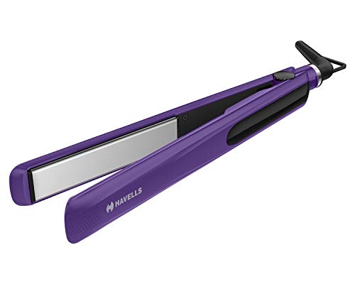 Havells Hs4101 Ceramic Plates Fast Heat Up Hair Straightener, Straightens & Curls, Suitable For All Hair Types; Worldwide Voltage Compatible (Purple)