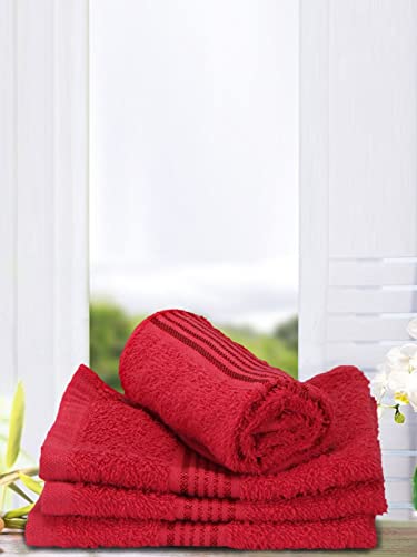 Kopa By Bianca 400 Gsm Quick Dry 100% Cotton Soft Terry Towel -4Pc Face Towel (D’Ross) Solid-Red