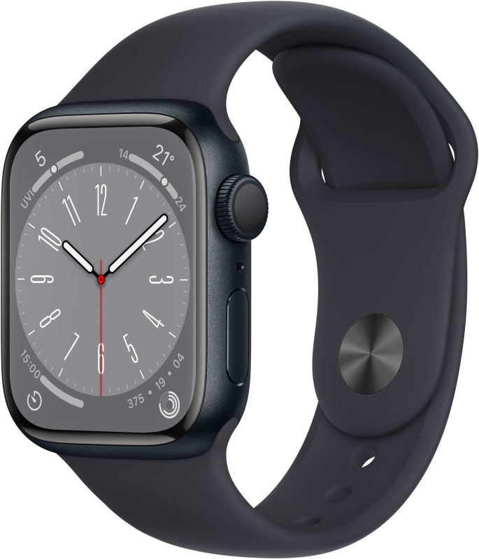 Apple Watch Series 8, 41Mm Gps Ecg App, Temperature Sensor, Ipx6, Fall/Crash Detection(Midnight Strap, Regular)