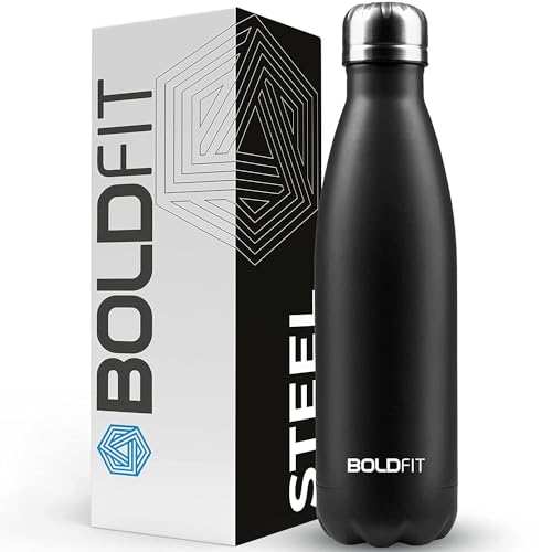 Boldfit Stainless Steel Water Bottle 500Ml Double Insulated Water Bottle For Kids Girls Men Women Flask Thermosteel Bottle Hot Water Bottle Steel Hot And Cold Steel Bottle – Black 500Ml (Pack Of 1)