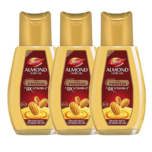 Dabur Almond Hair Oil – 900Ml (300Ml*3) | Provides Damage Protection | Non Sticky Formula | For  Soft & Shiny Hair | With Almonds, Keratin Protein, Soya Protein & 10X Vitamin E