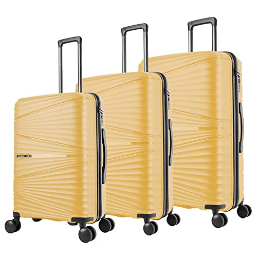 Nasher Miles Mumbai Hard-Sided Polypropylene Luggage Set Of 3 Yellow Trolley Bags (55, 65 & 75 Cm)