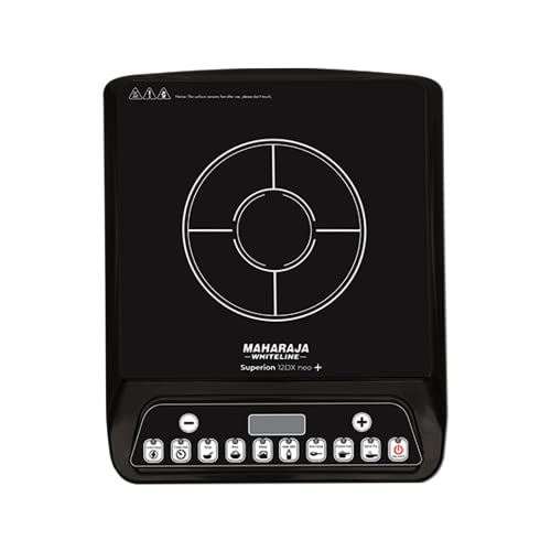 Maharaja Whiteline Superion 12Dx Neo Plus Induction Stove With Pan Sensor Technology With 7 Preset Indian Menus – Black, 1200W