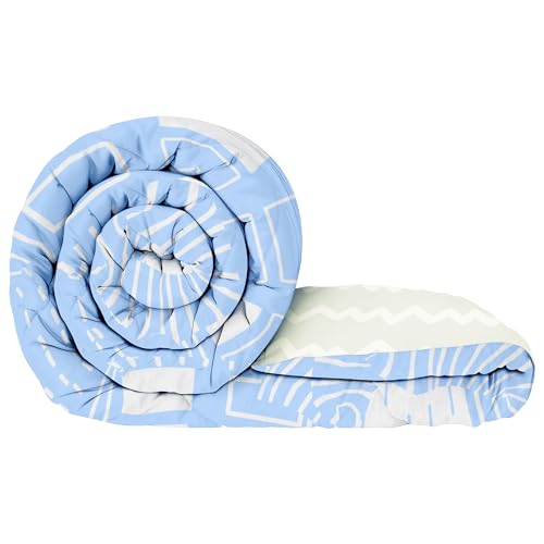 Story@Home Blanket Double Bed/Comforter/Duvet, 1 Fusion Reversible Double Comforter |180 Gsm|White & Sky Blue|220 Cm X 250 Cm, Microfiber