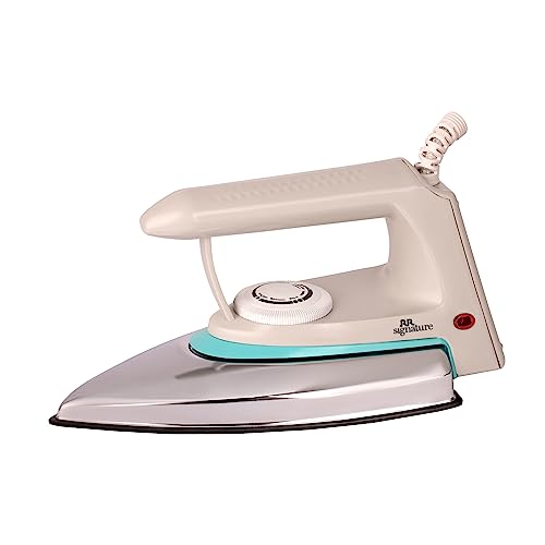 Rr Signature Impress 1000-Watt Dry Iron | Electroplated Metal Body | Thermal Overload Protection | Variable Temperature Control | 360O Swivel Cord | Non-Stick Teflon Coating | 2 Years Manufacturing Warranty
