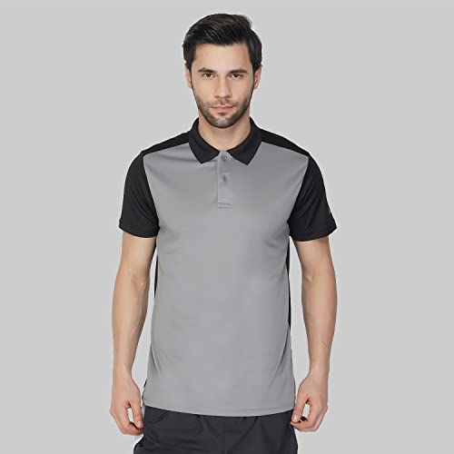 Vector X Omt-175 Men’S Polyester Half Sleeve Polo Neck T-Shirt Grey