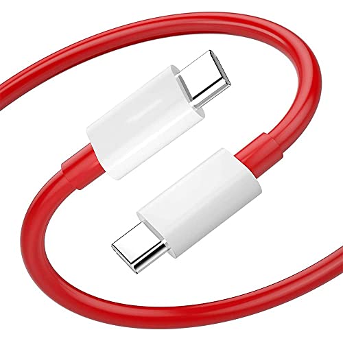 Sounce 65W Oneplus Dash Warp Charge Cable, 6.5A Type-C To Usb C Pd Data Sync Fast Charging Cable Compatible With One Plus 8T/ 9/ 9R/ 9 Pro/ 9Rt/ 10R/ Nord & For All Type C Device Red, 1 Meter