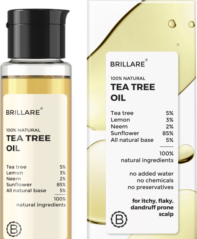 Brillare Tea Tree Hair Oil, With Lemon & Sunflower Oil, Dry, Itchy Scalp, 100% Natural Hair Oil(100 Ml)