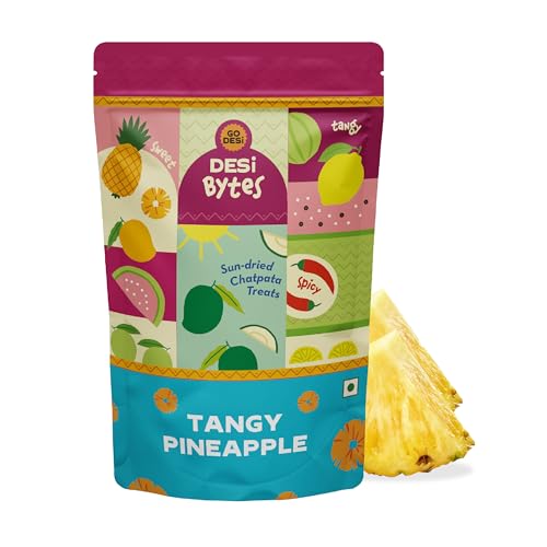 Go Desi Tangy Pineapple Candy, 150G, Fruit Snacks, Bites, Dehydrated