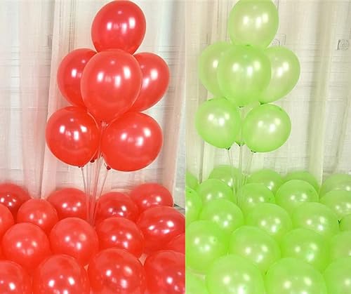 Flyloons Green Red Balloons Pack Of 50 For Birthday Decoration Items Also Suitable For Anniversary, Wedding, Celebration, Party