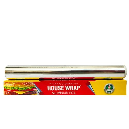 House Wrap Aluminium Foil For Food Packing, Cooking, Baking – Aluminium Foil 9 Meter Net Guaranteed 11 Microns In Thickness For Keeping Food Warm (Pack Of 1)