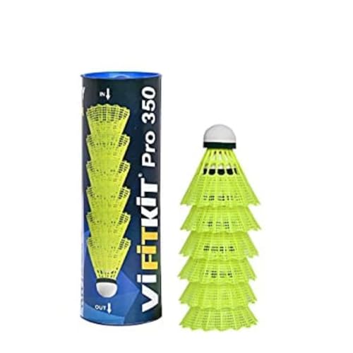 Vifitkit 350 Pro Nylon Shuttlecocks For Indoor/Outdoor Sports With Solid Cork Head (Pack Of 6)