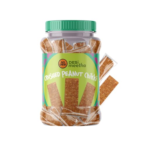 Go Desi Crushed Peanut Chikki Jar | No Added Preservatives And Colours | Gajak | Sweets | Gazak | 50 Pieces