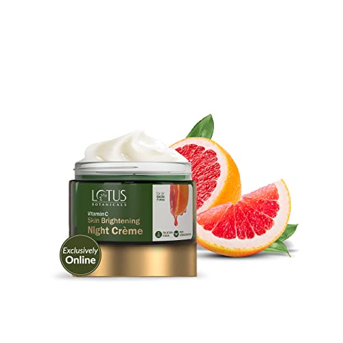 Lotus Botanicals Skin Brightening Night Cream | Vitamin C | Silicon & Chemical Free | All Skin Types | 50G