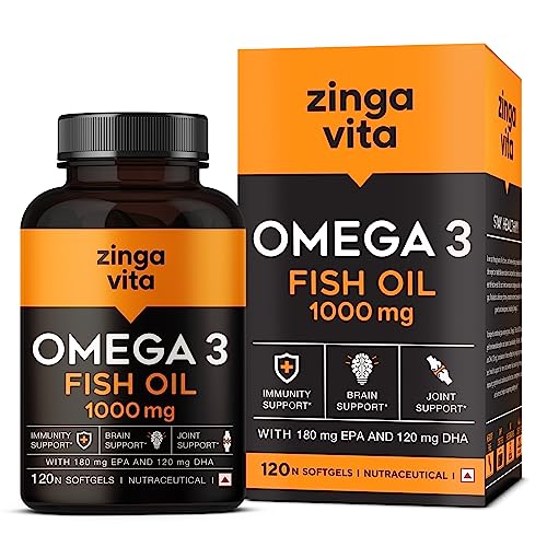Zingavita High Strength Omega 3 Fish Oil 1000Mg (120 Capsules), Mercury Free Formula For Healthy Heart, Joints & Eyes For Men & Women, 4 Months Supply