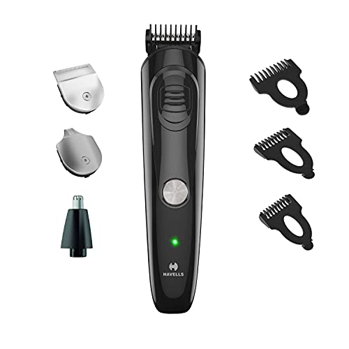 Havells Gs6400 Quick Charge Multi-Grooming Kit With Beard, Detail And Nose Trimmer, 50,Minutes Runtime (Black)
