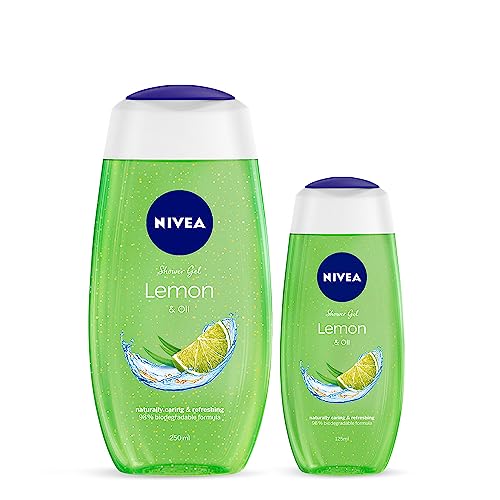 Nivea Lemon & Oil Body Wash, Pampering Care With Refreshing Scent Of Lemon, Home & Travel Kit, 250Ml+ 125Ml