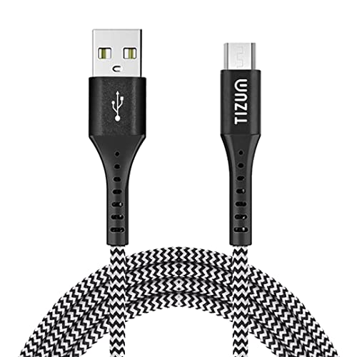 Aircase Tizum Nylon Braided Usb To Micro 2A Charging Cable For Android Phones,Laptop,Printer,Silver Plated Connectors,Data Sync&2A Charging Cable,480Mbps Data Sync,1.2M,Black