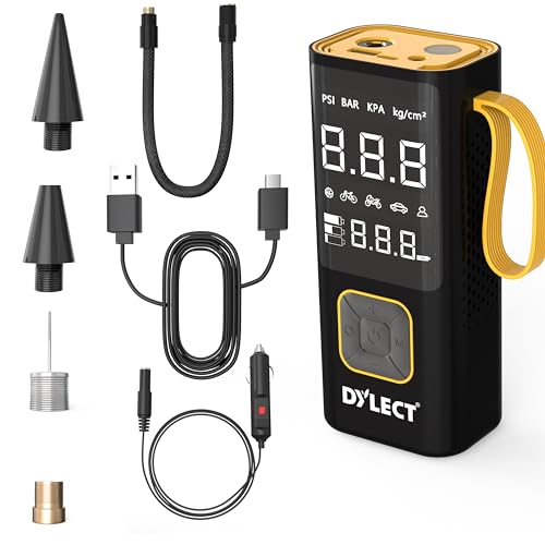 Dylect Turbo Powerbank 600 Dual (2 In 1) Digital Tyre Inflator For Cars, Bikes, Cycles And Smart Phone Power Bank With Dc 12V And 6000 Mah Battery, Up To 150 Psi, Dual Display, Led Light, Auto Cut-Off