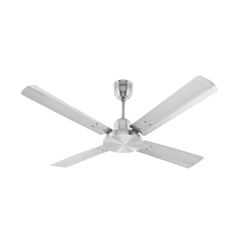 Hindware Delito 1200Mm High Speed Designer Ceiling Fan With Electroplated Finish, Long Life Copper Motor And Double Ball Bearing For Silent Operation (Brush Steel)