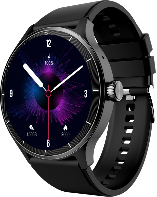 Beatxp Flux 1.45″ (3.6 Cm) Bluetooth Calling Smartwatch With Round Hd Display Smartwatch(Electric Black Strap, Free Size)