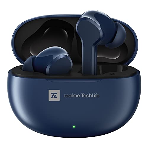 Realme Techlife Buds T100 Bluetooth Truly Wireless In Ear Earbuds With Mic, Ai Enc For Calls, Google Fast Pair, 28 Hours Total Playback With Fast Charging And Low Latency Gaming Mode (Blue)