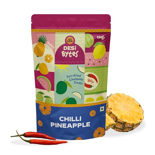 Go Desi Chilli Pineapple Candy, 150G, Fruit Snacks, Bites, Dehydrated