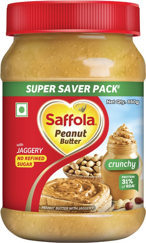 Saffola Peanut Butter, Crunchy, High Protein , Only Jaggery, No Refined Sugar 850 G