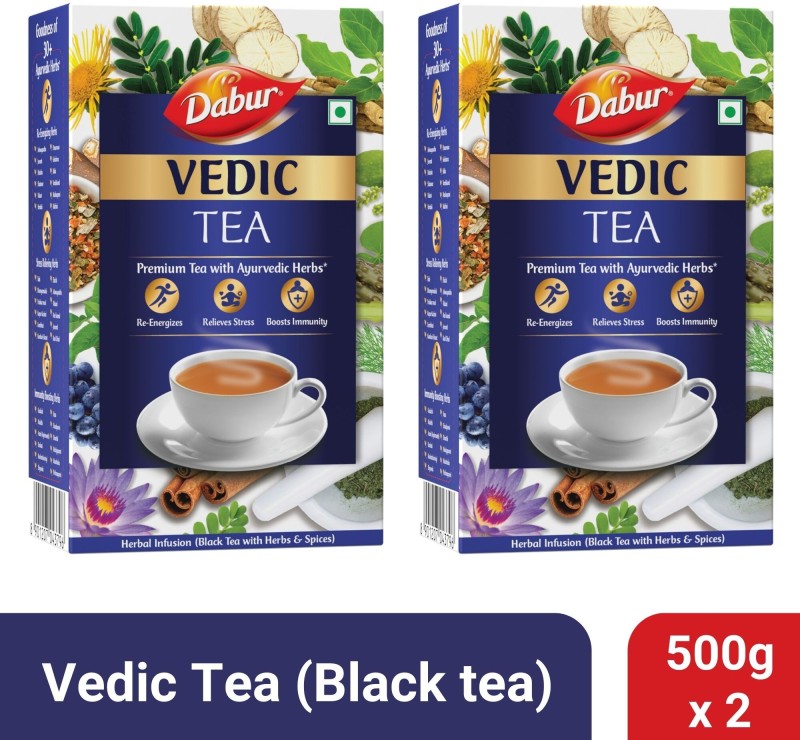 Dabur Vedic Premium Ayurvedic Herbs Black Tea Box(2 X 500 G)