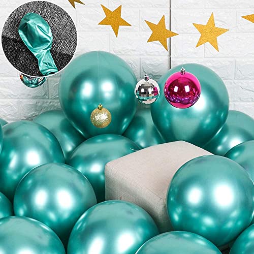 Crackles Super Shiny Hd Metallic Green Chrome Balloons For Party Decorations -Pack Of 50