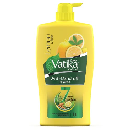 Dabur Vatika Lemon Anti-Dandruff Shampoo – 1L | Reduces Dandruff From 1St Wash | Moisturises Scalp | Provides Gentle Cleansing, Conditioning & Nourishment To Hair