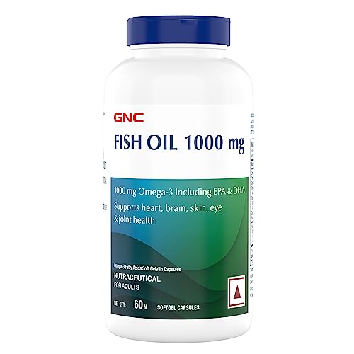 Gnc 1000 Mg Omega 3 Fish Oil For Men & Women | 60 Softgels | Omega 3 With 180 Mg Epa & 120 Mg Dha | Promotes Joint Health | Improves Focus & Memory | Protects Vision | Supports Healthy Cholesterol | Fomulated In Usa