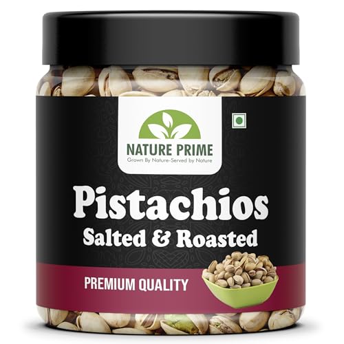 Nature Prime Dry Fruits American California Roasted & Salted Jumbo Pistachios (Pista) 1 Kg Jar | Super Crunchy & Delicious Healthy Snack | Vitamins & Minerals Rich | Immunity Booster