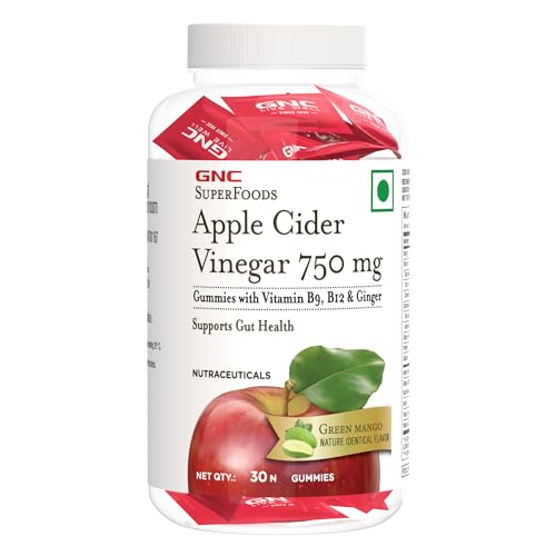 Gnc Apple Cider Vinegar(Acv) Gummies |750 Mg| Weight Loss Support | Healthy Gut & Digestion | With Inulin, Ginger, Vitamin B9 & B12 | Green Mango Flavor – 30 Gummies| Formulated In Usa| Informed Choice