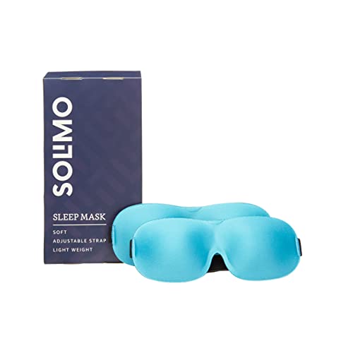 Amazon Brand – Solimo Sleep Mask, With Eye Cushion, Ultra Smooth, Adjustable Strap, Total Blockout (Blue, Pack Of 2)