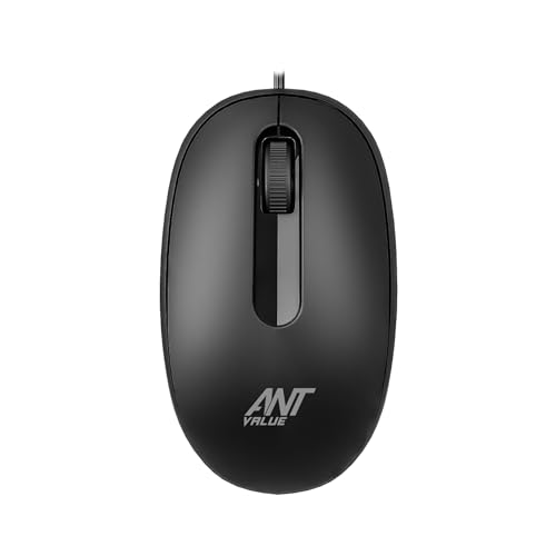 Ant Value Om120 Wired Optical Mouse, 1000 Dpi, 3Ft Cable, Easy And Accurate Scroll Button, Optical Sensor Computer Mouse, Left And Right-Hand Use For Laptop, Pc, Mac Notebook And Linux-Matte Black