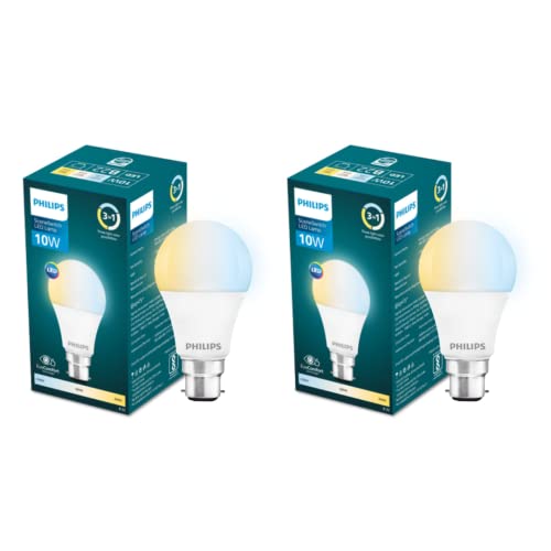 Philips 10-Watt Led Bulb | 3 Colors In 1 Led Bulb | Scene Switch Bulb For Home & Decoration | Color: Tunable White, Pack Of 2