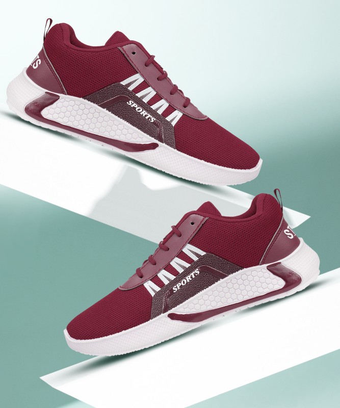 World Wear Footwear Exclusive Affordable Collection Of Trendy & Stylish Sport Sneakers Shoes Running Shoes For Men(Maroon)