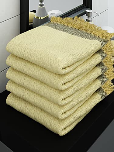 Athom Living Ecosaviour Premium Cotton Bath Towel Waffle Yellow (Pack Of 5)