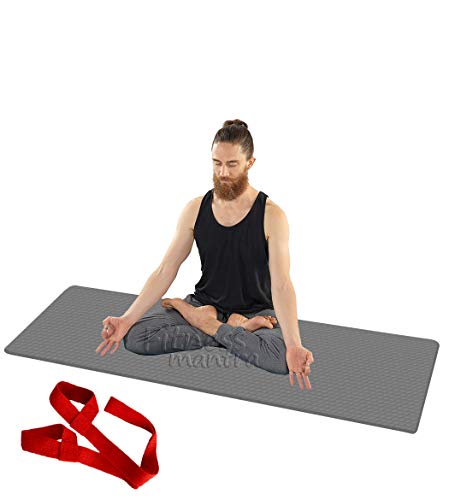 Fitness Mantra® Yoga Mat For Gym Workout And Yoga Exercise With 6Mm Thickness, Anti-Slip Yoga Mat For Men & Women Fitness (Qnty.-1 Pcs.) (Grey)