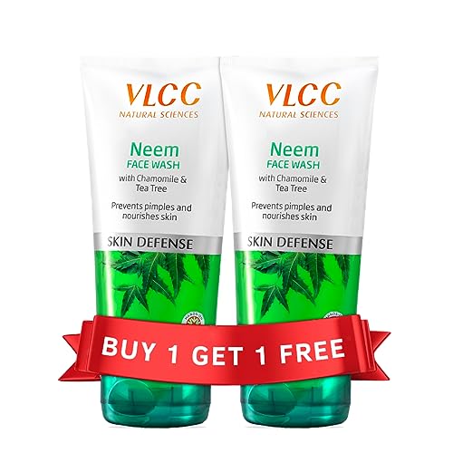Vlcc Neem Face Wash – 150Ml X 2 | Buy One Get One (300Ml) | Fights Acne, And Pimples | Soothe Skin Inflammation And Irritation | With Neem, Chamomile, Tea Tree, Eucalyptus & Carrot Seed.