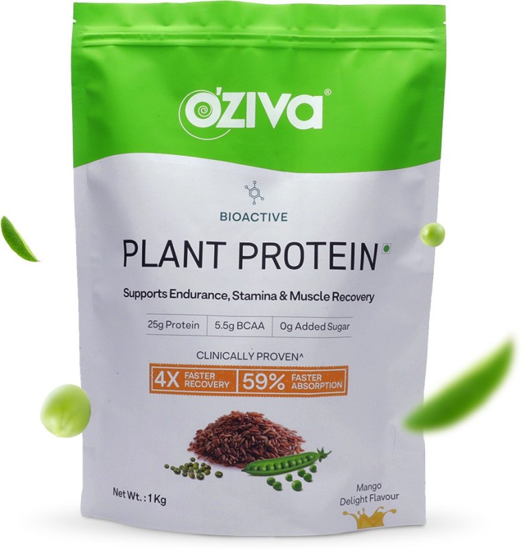 Oziva Bioactive Plant Protein (25G Vegan Protein) For Endurance & Muscle Recovery Plant-Based Protein(1 Kg, Mango Delight)
